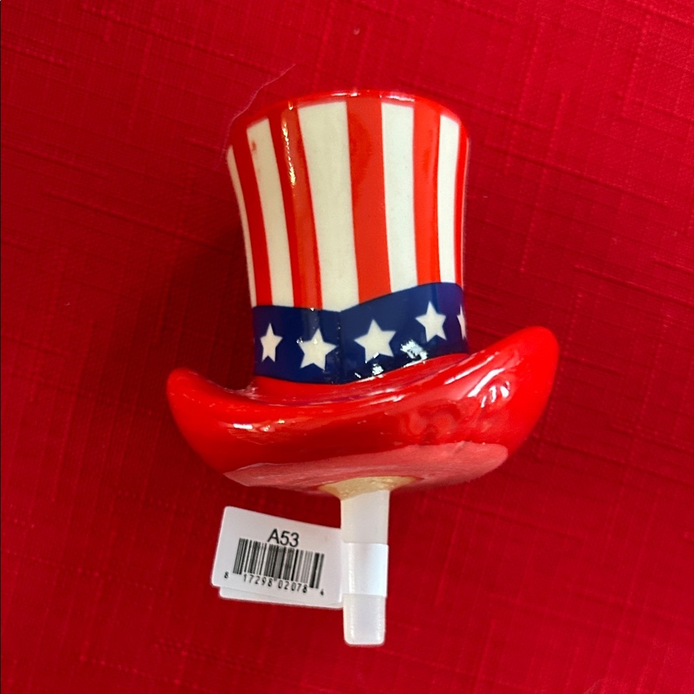 Nora Fleming Red and Blue Uncle Sam Hat Decor